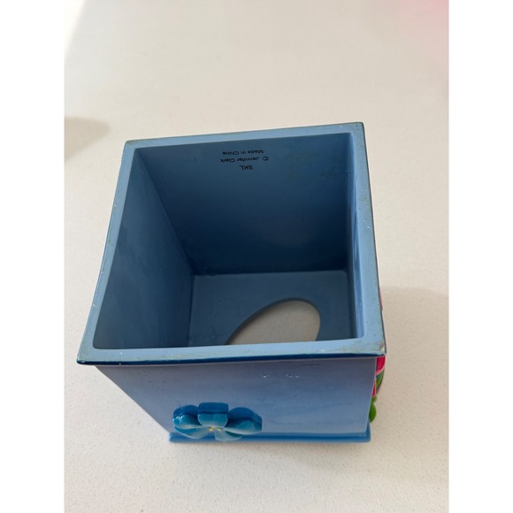 SKL Jennifer Clark Frog Flower Tissue Box Cover Blue Decorative Holder Acrylic - Picture 4 of 7